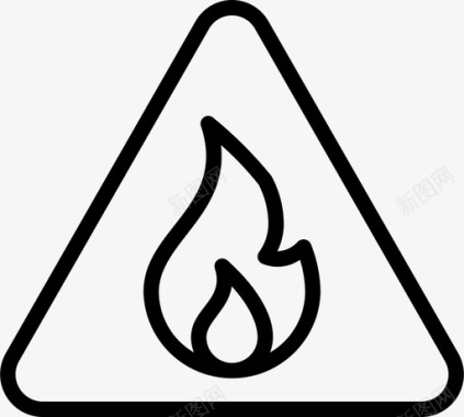 火灾警告标志4线性图标图标