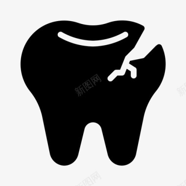 断牙裂纹牙科护理图标图标