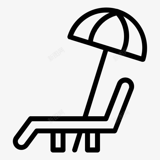 躺椅沙滩夏日图标svg_新图网 https://ixintu.com 夏日 沙滩 躺椅 轮廓 雨伞
