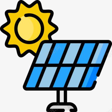 太阳电池板地球母亲第四天线性颜色图标图标
