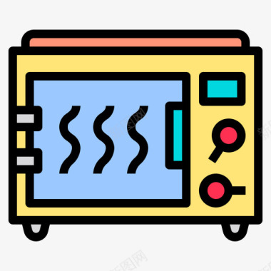 微波炉厨房93线性颜色图标图标