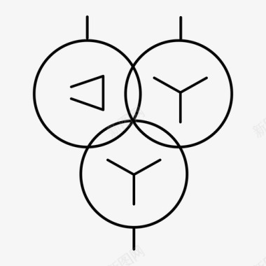 三绕组变压器 （星形-星形-开口三角形连接）图标