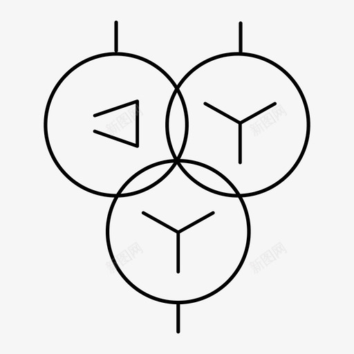 三绕组变压器 （星形-星形-开口三角形连接）svg_新图网 https://ixintu.com 三绕组变压器 （星形-星形-开口三角形连接） sanrzbyq_l