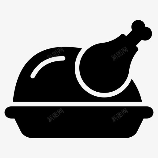 鸡肉菜食物图标svg_新图网 https://ixintu.com 美食设置线字形 腿片 菜 食物 饭 鸡肉