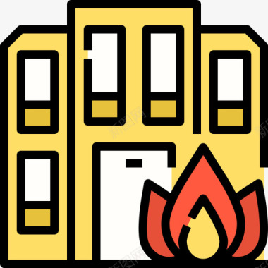 火灾保险69线性颜色图标图标