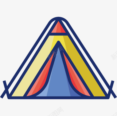 露营帐篷露营127线性颜色图标图标