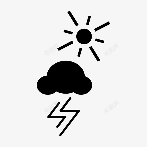 闪电云雨图标svg_新图网 https://ixintu.com 云 天气 太阳 太阳和云 闪电 雨