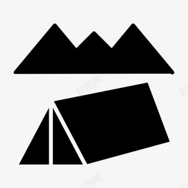 野营帐篷山野餐图标图标