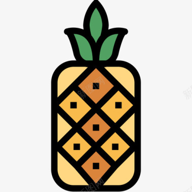 菠萝夏威夷17线形颜色图标图标
