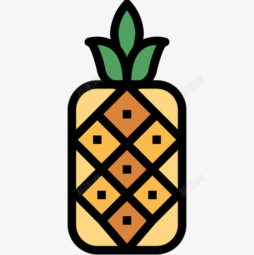 菠萝夏威夷17线形颜色图标svg_新图网 https://ixintu.com 夏威夷 线形 菠萝 颜色