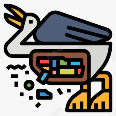 鸟塑料污染3线颜色图标图标