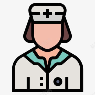 护士工作和职业3线性颜色图标图标