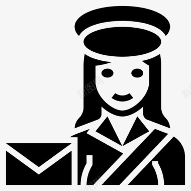 女邮递员职业妇女填充图标图标