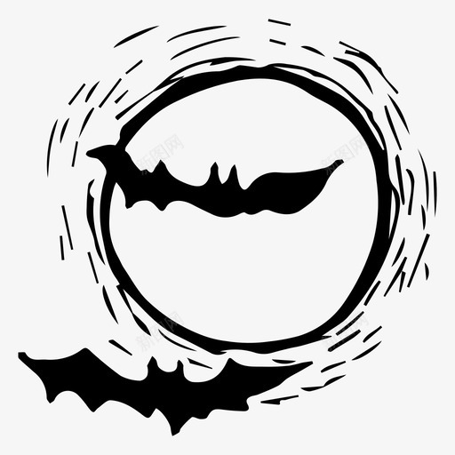 月亮和蝙蝠万圣节素描图标svg_新图网 https://ixintu.com 万圣节 月亮和蝙蝠 素描
