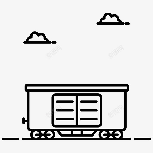 货物列车棚车集装箱图标svg_新图网 https://ixintu.com 交货和物流线矢量图标 整套装运 棚车 货物列车 货物运输 集装箱