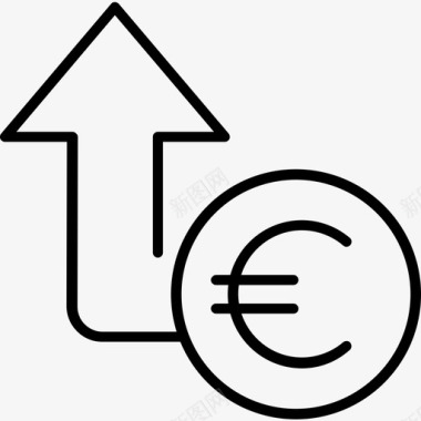 经济增长贬值欧元图标图标