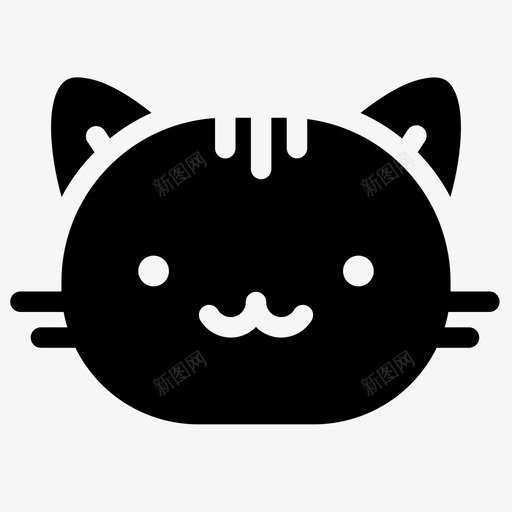 猫脸卡瓦伊小猫图标svg_新图网 https://ixintu.com 伊雕文 卡瓦 宠物 小猫 猫脸