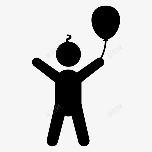 有气球的孩子男孩孩子图标svg_新图网 https://ixintu.com 学步 孩子 孩子们 气球 男孩 蹒跚