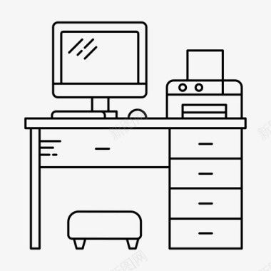 电脑桌卧室家具图标图标