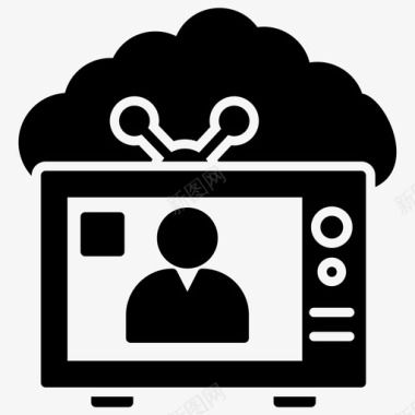 云广播云存储复古电视图标图标