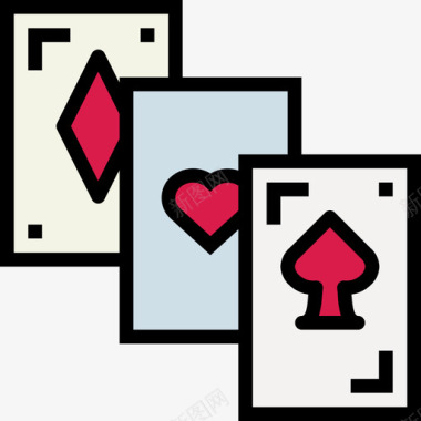 扑克卡拉OK3线性颜色图标图标