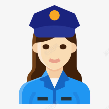 警官职业妇女2公寓图标图标