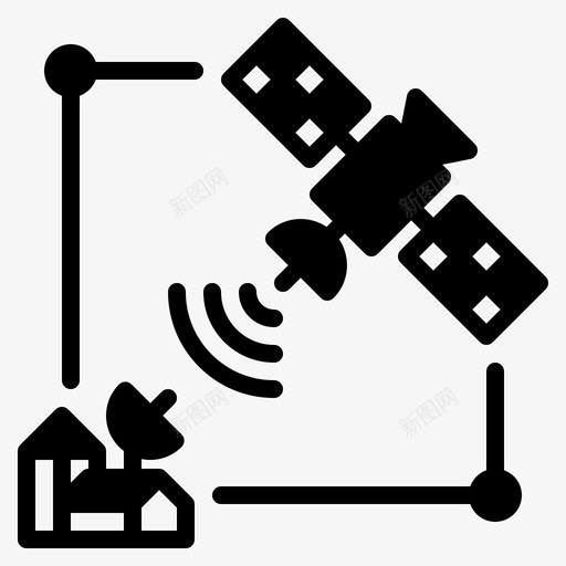 卫星通信网络图标svg_新图网 https://ixintu.com 卫星 无线 空间 网络 网络固态图标集 通信