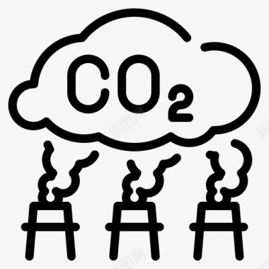 二氧化碳生态环境4线性图标图标