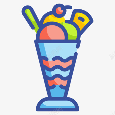 冰淇淋生日和派对11线性颜色图标图标