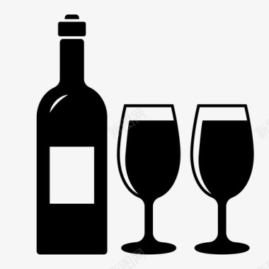 葡萄酒和玻璃杯庆祝一杯葡萄酒图标图标