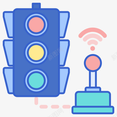 交通控制智能技术18线性颜色图标图标