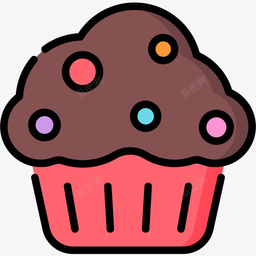 杯形蛋糕甜点和糖果8线性颜色图标svg_新图网 https://ixintu.com 杯形 甜点 糖果 线性 蛋糕 颜色