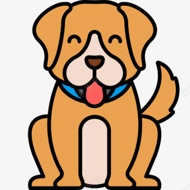 狗动物27线性颜色图标图标