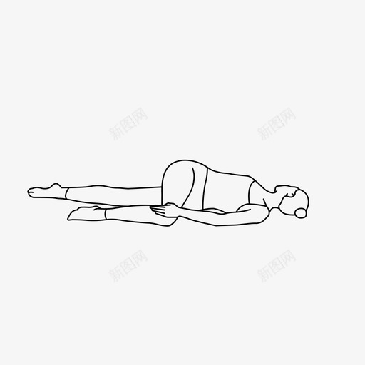 仰卧扭动身体运动图标svg_新图网 https://ixintu.com 仰卧 健康 哈他 扭动 瑜伽 身体 运动