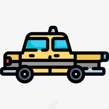 出租车城市52线性颜色图标图标