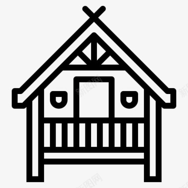 小屋建筑木头图标图标