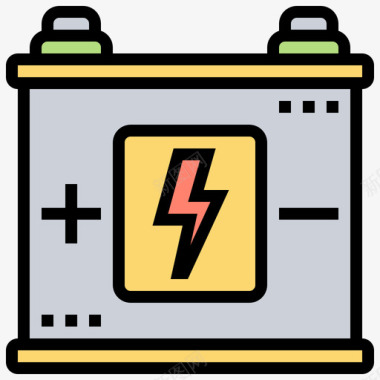 电池汽车配件3线性颜色图标图标