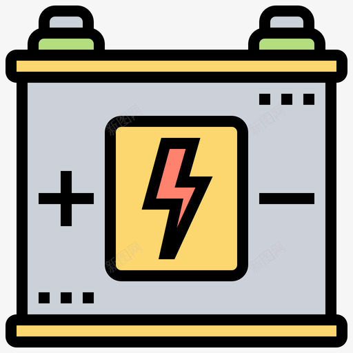 电池汽车配件3线性颜色图标svg_新图网 https://ixintu.com 汽车配件 电池 线性 颜色