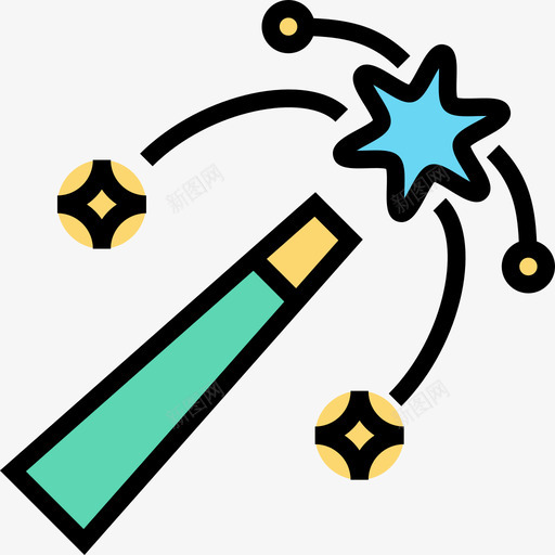 魔术棒平面工具10线颜色图标svg_新图网 https://ixintu.com 工具 平面设计 颜色 魔术
