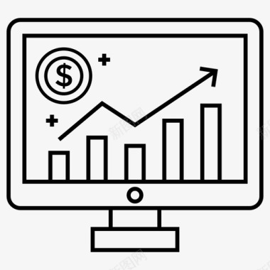 在线分析条形图报告增长分析图标图标