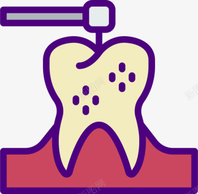 牙钻牙科学10线颜色图标图标