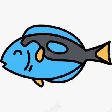 蓝唐鱼动物27线色图标图标