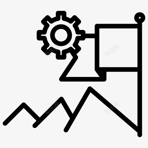 山旗齿轮图标svg_新图网 https://ixintu.com 加粗 工商管理 粗线 齿轮