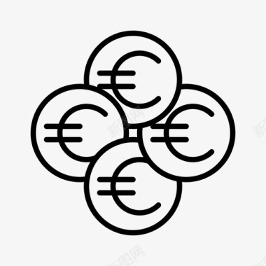 欧元硬币金融图标图标