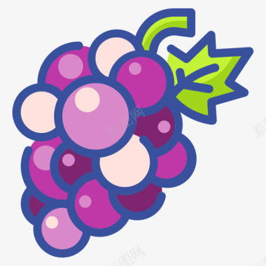 葡萄水果和蔬菜48线形颜色图标图标
