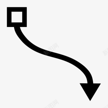 曲线连接箭头图标