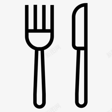 叉子刀厨房厨房轮廓图标图标