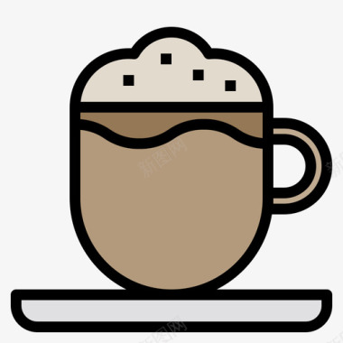 卡布奇诺咖啡店109线性颜色图标图标