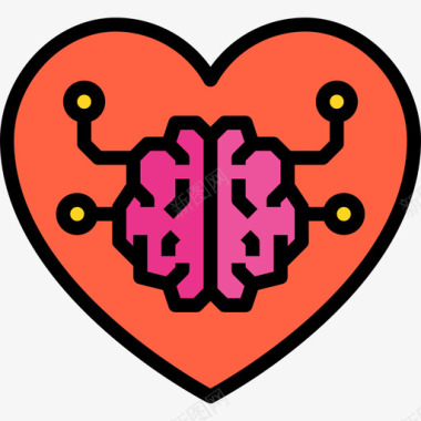 心脏大脑概念4线条颜色图标图标