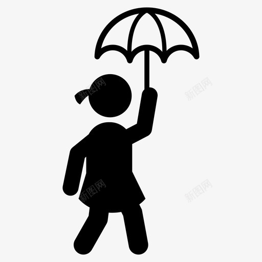 带伞的孩子女孩散步图标svg_新图网 https://ixintu.com 女孩 孩子们 带伞的孩子 散步